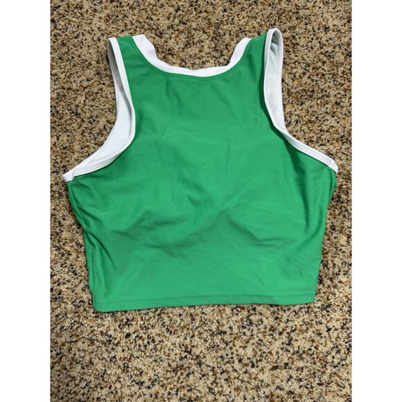 Women's High Waisted Bikini Set Crew Neck Color Block Sporty Swimsuit Green‎ S - Picture 5 of 8